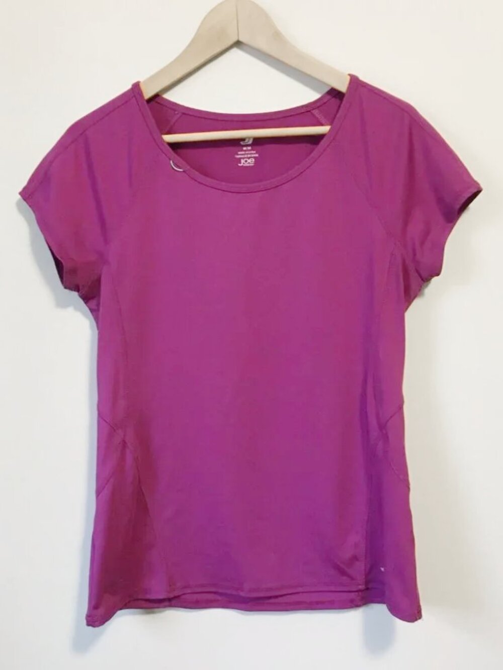 Joe Fresh Active Zipper Pocket Plum Cap Sleeve Workout Tee